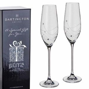 Dartington Crystal Glitz Champagne Flute Pair NWB